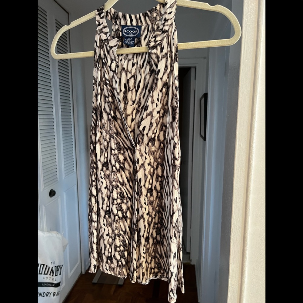 Vacation time!!! SCOOP NYC handkerchief silk top - gorgeous leopard print